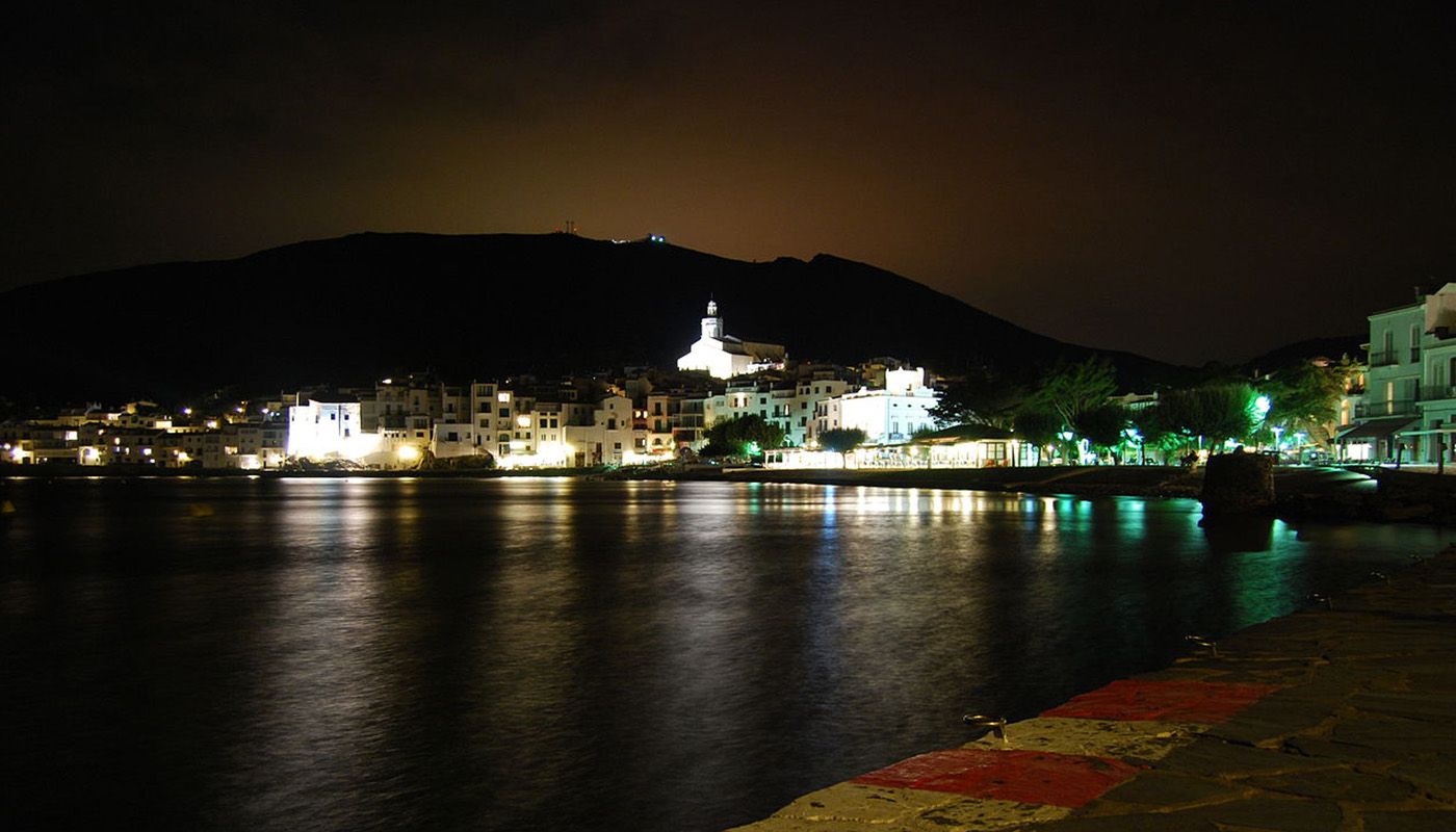 Cadaques shoreline at night