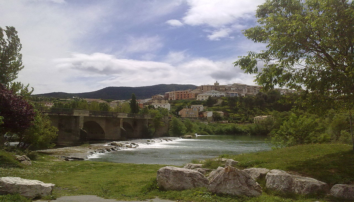 Town of Kaseda and the Aragon river